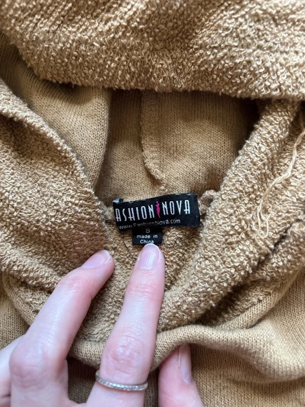 Fashion Nova Camel Brown Textured Hoodie - Picture 4 of 15